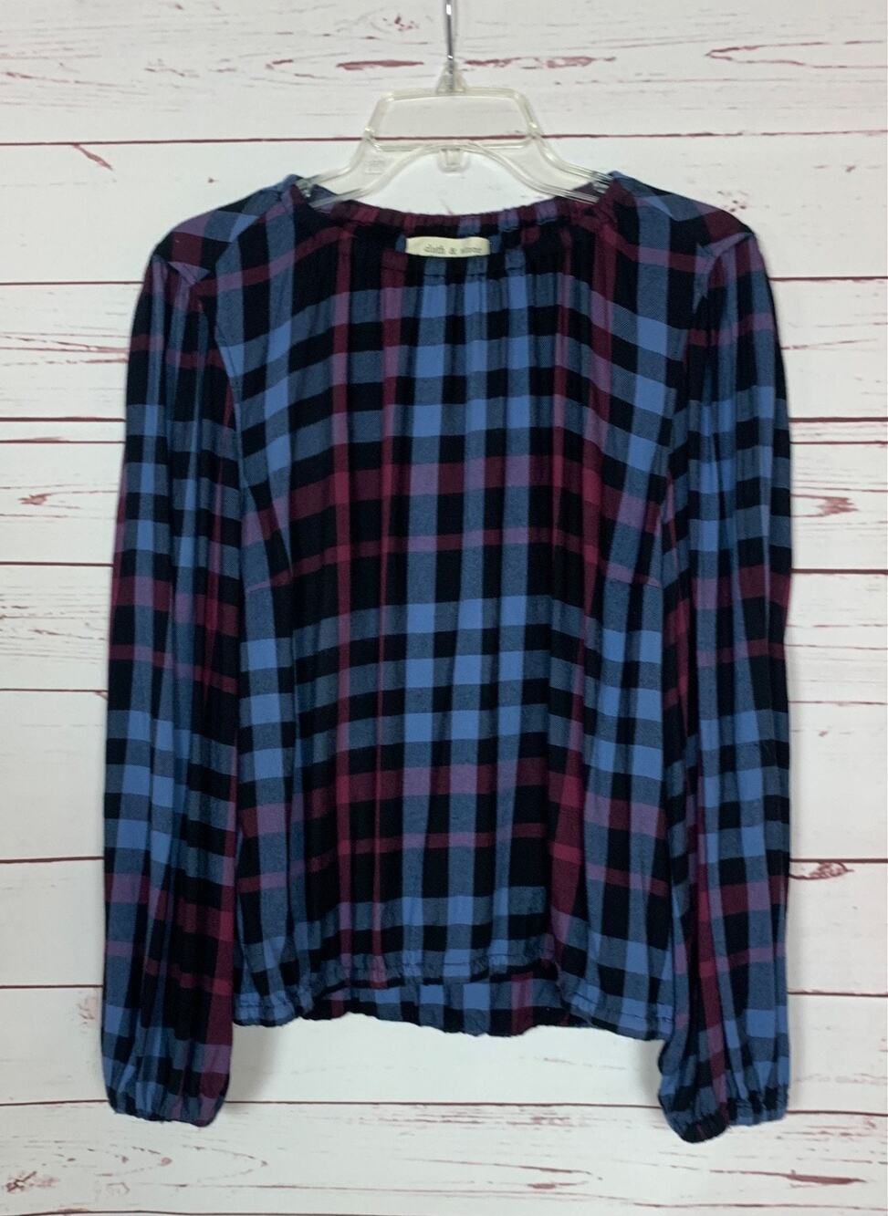 Cloth & Stone Anthropologie Women's L Large Plaid Long Sleeve Flannel Top Shirt